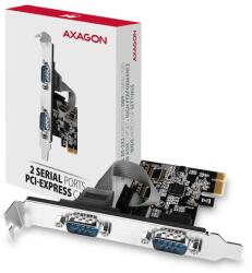 AXAGON Bővítő kártya PCI-E x1 Axagon 2x DB9 Serial + LP hátlap (PCEA-S2N)