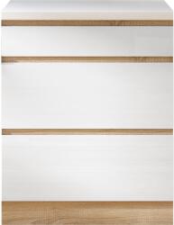 TEMPO KONDELA Alsószekrény három fiókkal D60, fehér magas fényű HG, LINE - kondela