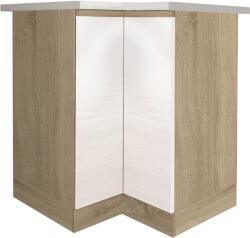 TEMPO KONDELA Alsó sarokszekrény, fehér magas fényű HG, LINE