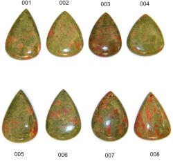  Pandantiv/Cabochon Unakit cu Gaura - Mineral Natural - Picatura - Oval - Disc - 33-57 x 20-40 x 5-8 mm - 1 Buc