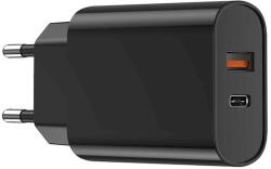 WIWU Wi-U002 Wall Charger hálózati töltő adapter, gyorstöltő, PD+QC 20W, USB-A/USB-C, 3A, fekete