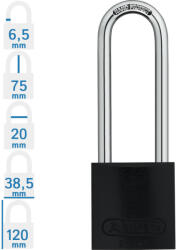 ABUS 72/40HB75 KA - Egységkulcsos lakat (Több lakat azonos kulccsal) - Fekete - 457906 (457906)