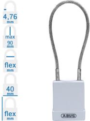 ABUS 76/40 CAB20 LOTO munkavédelmi kizáró kábeles lakat - Fehér - 848704 (848704)