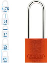 ABUS 72/30HB50 LOTO hosszúkengyelű munkavédelmi kizáró lakat - Narancssárga - 018237 (018237)