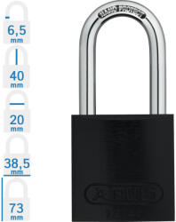 ABUS 72/40HB40 KA - Egységkulcsos lakat (Több lakat azonos kulccsal) - Fekete - 705557 (705557)