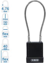 ABUS 76/40 CAB40 LOTO munkavédelmi kizáró kábeles lakat - Fekete (10084884-01)