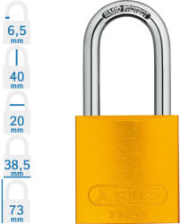 ABUS 72/40HB40 KA - Egységkulcsos lakat (Több lakat azonos kulccsal) - Sárga - 436062 (436062)