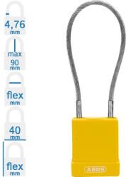 ABUS 76/40 CAB20 LOTO munkavédelmi kizáró kábeles lakat - Sárga - 848650 (848650)