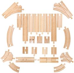 Bigjigs Toys Set de șine din lemn din 25 de piese (DDBJT052) Trenulet