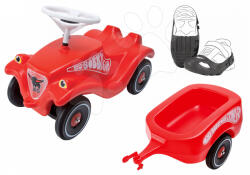 BIG Set babytaxiu Bobby Classic BIG cu claxon, remorcă roşie şi husă protecţie pentru pantofi de la 12 luni (BIG01303-14)