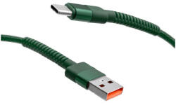 mobilNET Adat-, töltőkábel fonott USB/USB-C, 3A, 2m, zöld (KAB-0251-USB-TYPEC)