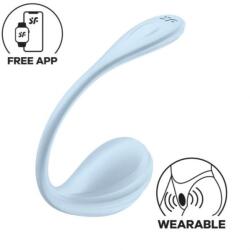 Satisfyer Ou Vibrator Smooth Petal Satisfyer Free App, Silicon, Albastru Deschis, 23 cm
