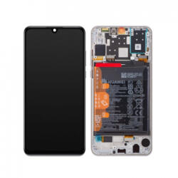 Huawei P30 Lite, P30 Lite 2020 New Edition (48mp hátlapi kamerás verzió) LCD Kijelző+Érintőüveg+Előlap Keret+Akkumulátor, Fehér, Pearl White (02353FQB, 02352RQC) Service Pack
