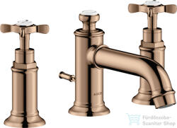 Hansgrohe AXOR MONTREUX 3 üléses mosdó csaptelep automata leeresztővel, polírozott vörös arany hatású 16536300 (16536300)