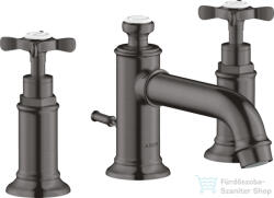Hansgrohe AXOR MONTREUX 3 üléses mosdó csaptelep automata leeresztővel, szálcsiszolt fekete króm 16536340 (16536340)