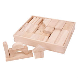 Bigjigs Toys fa kirakó kockák natúr készlet (BJ959)
