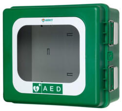  Arky-zöld defibrillátor fali kabin - kültéri - riasztóval - fűtéssel