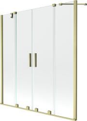 Mexen Velar Duo, 2 szárnyas eltolható kádparaván 140 x 150 cm, 8mm átlátszó üveg, arany matt profil, 896-140-000-02-55 (896-140-000-02-55)