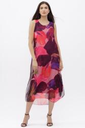 SHOPIKA Rochie lunga eleganta din matase A-line cu imprimeu abstract multicolor roz fucsia bordo Talie unica