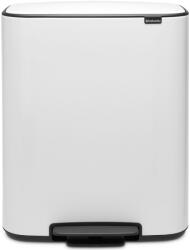 Brabantia Bo Pedal Bin pedálos szelektív hulladékgyűjtő szagmentesen záródó Soft-Close fedél, műanyag tartály, 2x30L - O méret, acél, fehér - 211447 (211447)