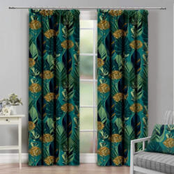 Mondo Italia Függöny szalaggal 140x250 cm sötétzöld levelek