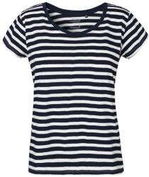 Neutral Női póló Loose Fit organikus Fairtrade biopamutból - Fehér / sötétkék | 2XL (NE-O81003-1000212263)