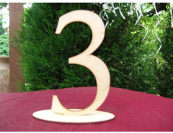  Natúr fa - Asztalszám 3-as 15cm - feliratokhoz és dekorációhoz