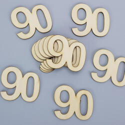  Natúr fa - Évfordulós számok 90-es 10db/csomag - feliratokhoz és dekorációhoz