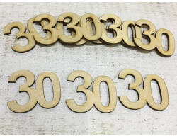  Natúr fa - Évfordulós számok 30-as 10db/csomag - feliratokhoz és dekorációhoz