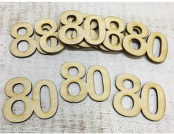  Natúr fa - Évfordulós számok 80-as 10db/csomag - feliratokhoz és dekorációhoz