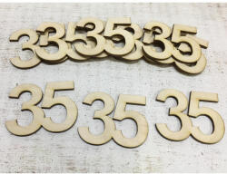  Natúr fa - Évfordulós számok 35-ös 10db/csomag - feliratokhoz és dekorációhoz
