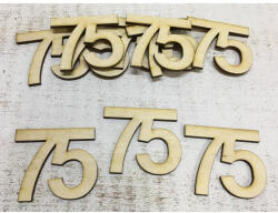  Natúr fa - Évfordulós számok 75-ös 10db/csomag - feliratokhoz és dekorációhoz