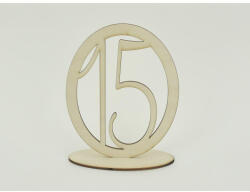  Natúr fa - Asztalszám ovális keretben 15-ös 15, 5cm - papelito