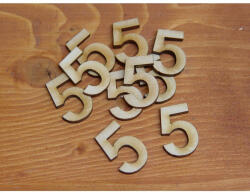  Natúr fa - Számok 5-ös 3cm 10db/csomag - feliratokhoz és dekorációhoz