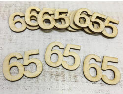  Natúr fa - Évfordulós számok 65-ös 10db/csomag - feliratokhoz és dekorációhoz