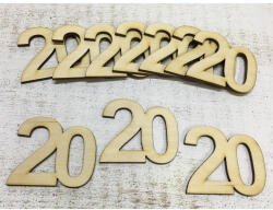  Natúr fa - Évfordulós számok 20-as 10db/csomag - feliratokhoz és dekorációhoz