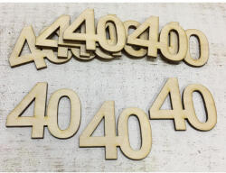  Natúr fa - Évfordulós számok 40-es 10db/csomag - feliratokhoz és dekorációhoz