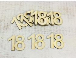  Natúr fa - Évfordulós számok 18-as 10db/csomag - feliratokhoz és dekorációhoz