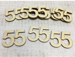  Natúr fa - Évfordulós számok 55-ös 10db/csomag - feliratokhoz és dekorációhoz