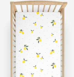 Goldea gyermek körgumis pamut lepedő kiságyba - citromok 70 x 140 cm