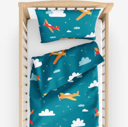 Goldea gyermek pamut ágyneműhuzat kiságyba - repülős kalandok 100 x 135 és 40 x 60 cm