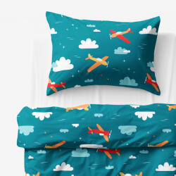 Goldea lenjerie de pat pentru copii din 100% bumbac - aventură aeriană 150 x 200 și 50 x 60 cm Lenjerie de pat