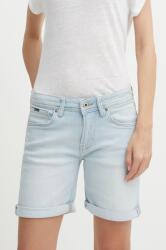 Pepe Jeans farmer rövidnadrág SLIM SHORT MW női, sima, közepes derékmagasságú, PL801120RH6 - kék 27