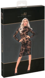 Noir - Rochie lungă cu mâneci, cu motiv trandafiri (negru)