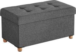 SONGMICS Összecsukható vászon puff tárolóval, sötétszürke, 76 x38 x40 cm (LSF16GYZ)