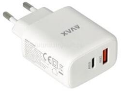 AVAX CH360 SPEEDY 65W GaN USB A (QC)+Type C (PD3.0) fehér hálózati töltő (AVAX_CH360) (AVAX_CH360)