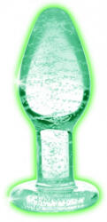 Booty Sparks Glow in the Dark L - dop anal din sticlă (transparent)