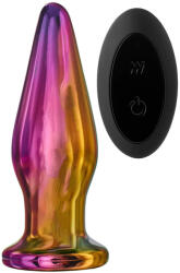 DreamToys Glamour Glass - vibrator anal din sticlă, cu vârf ascuțit și telecomandă (colorat)