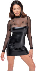 Noir - rochie mini lucioasă cu top transparent - negru - M