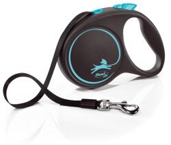flexi Black Design lesa automata cu banda pentru caini, negru cu albastru, marimea L, 5 m